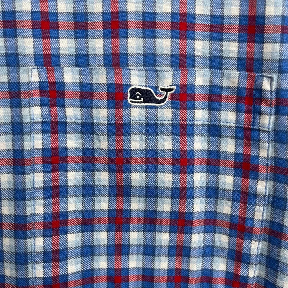 Vineyard‎ Vines Slim Fit Tucker Button Up Shirt Red, White, & Blue Plaid Small - Picture 4 of 14